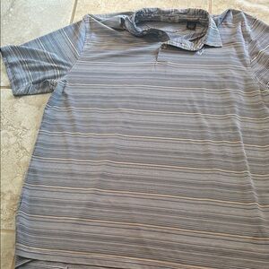 Men's Striped Polo Shirt - Blue and Gray